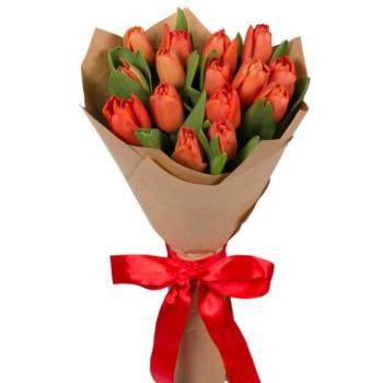 Букет красных тюльпанов 15 шт (Артикул  25172)